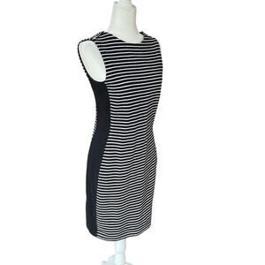 Athleta Scoop Back Black and White Striped Sleeveless Mini Dress Women's Size S